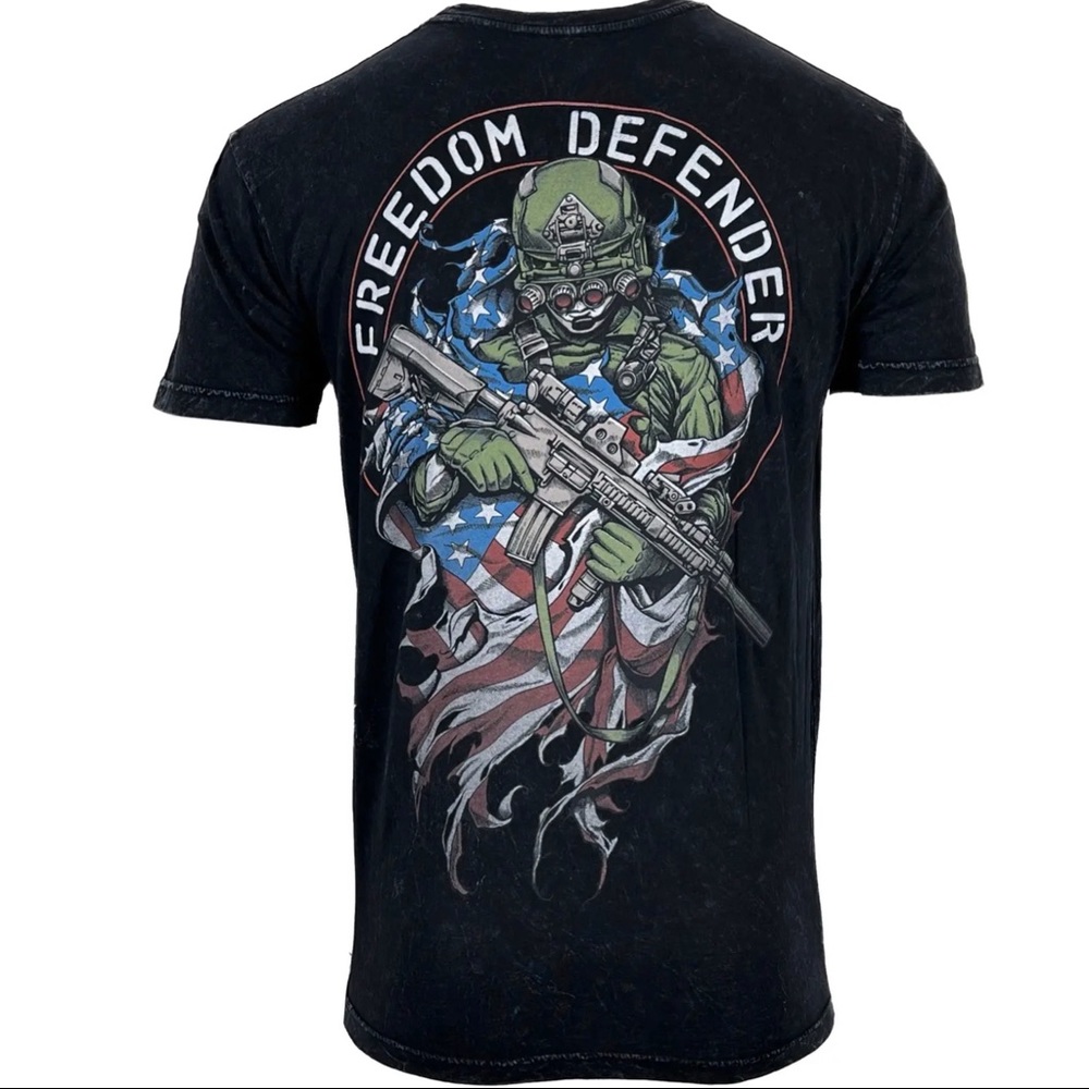 Affliction Men's T-shirt SOLDIERS FLAG Skull Biker S-3XL NWT
